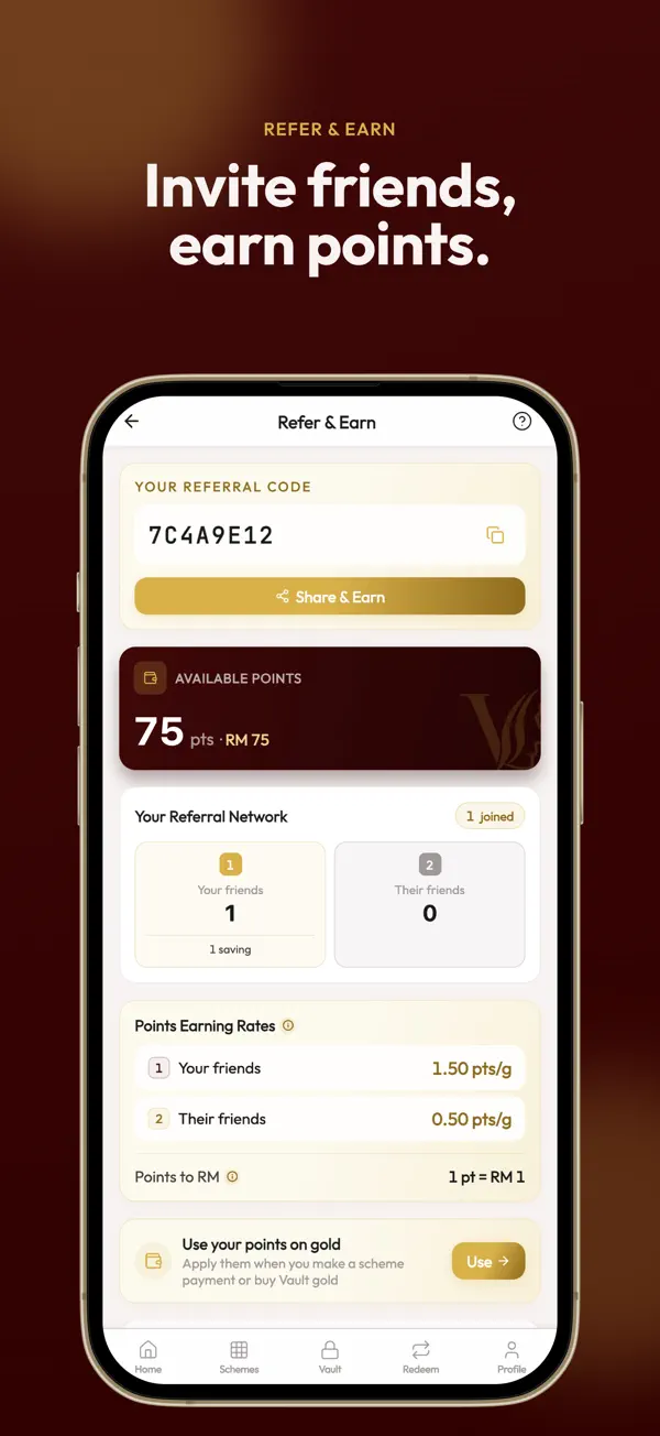 VKN referral screen from the official App Store preview